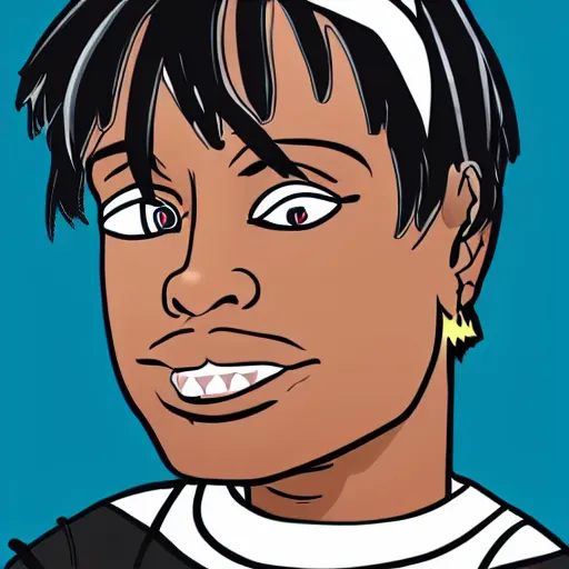 Prompt: ski mask the slump god as a cartoon