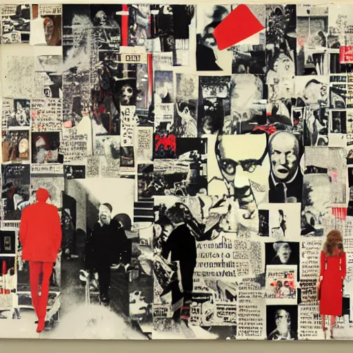 Prompt: a paper collage of armageddon, kurt schwitters, richard hamilton, joe webb, chambliss giobbi, lynn skordal, derek gores, barbara kruger, jacques villegle.