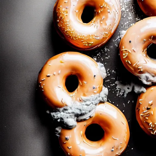 Prompt: high resolution photo of a slime - covered donut, michelin star, very tasty, food photography, instagram, trending