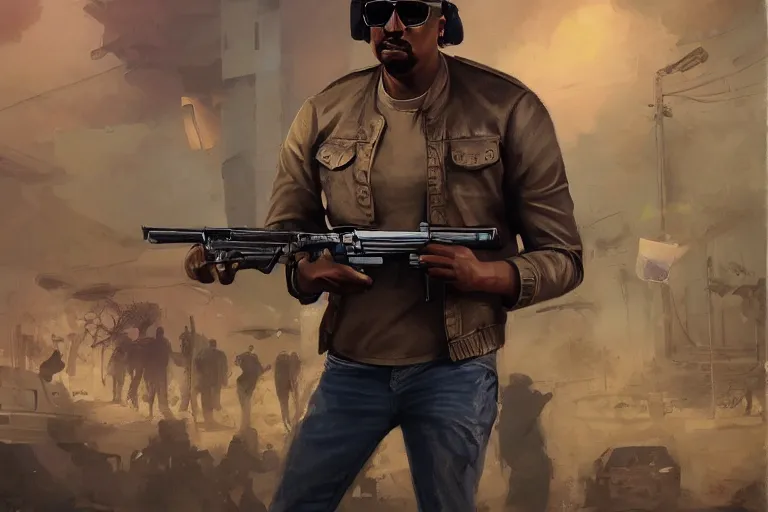 Image similar to portrait of stevie wonder holding an ak - 4 7, mexico set in background, charlie bowater, artgerm, ilya kuvshinov, krenz cushart, ruan jia, realism, ultra detailed, 8 k resolution