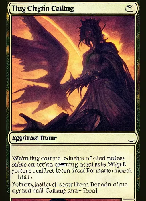 Prompt: magic the gathering card named the calling
