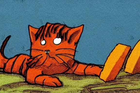 Image similar to a detailed panel of the comic heathcliff starring heathcliff the orange cat, award - winning crisp details