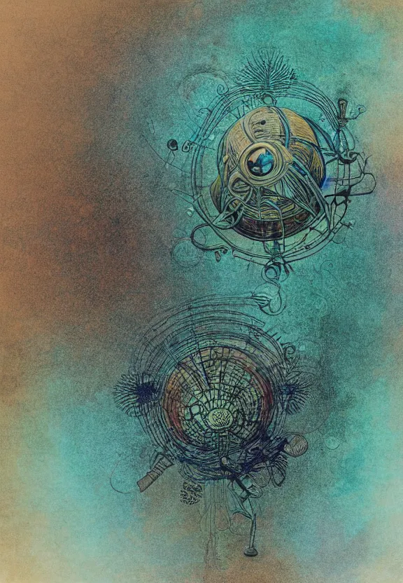 Image similar to earth tone and pastel medical equipment, rippling, minimalist environment, by ernst haeckel, hr giger, thomas moran, milky way environment, pop art, in the style of bill sienkiewicz