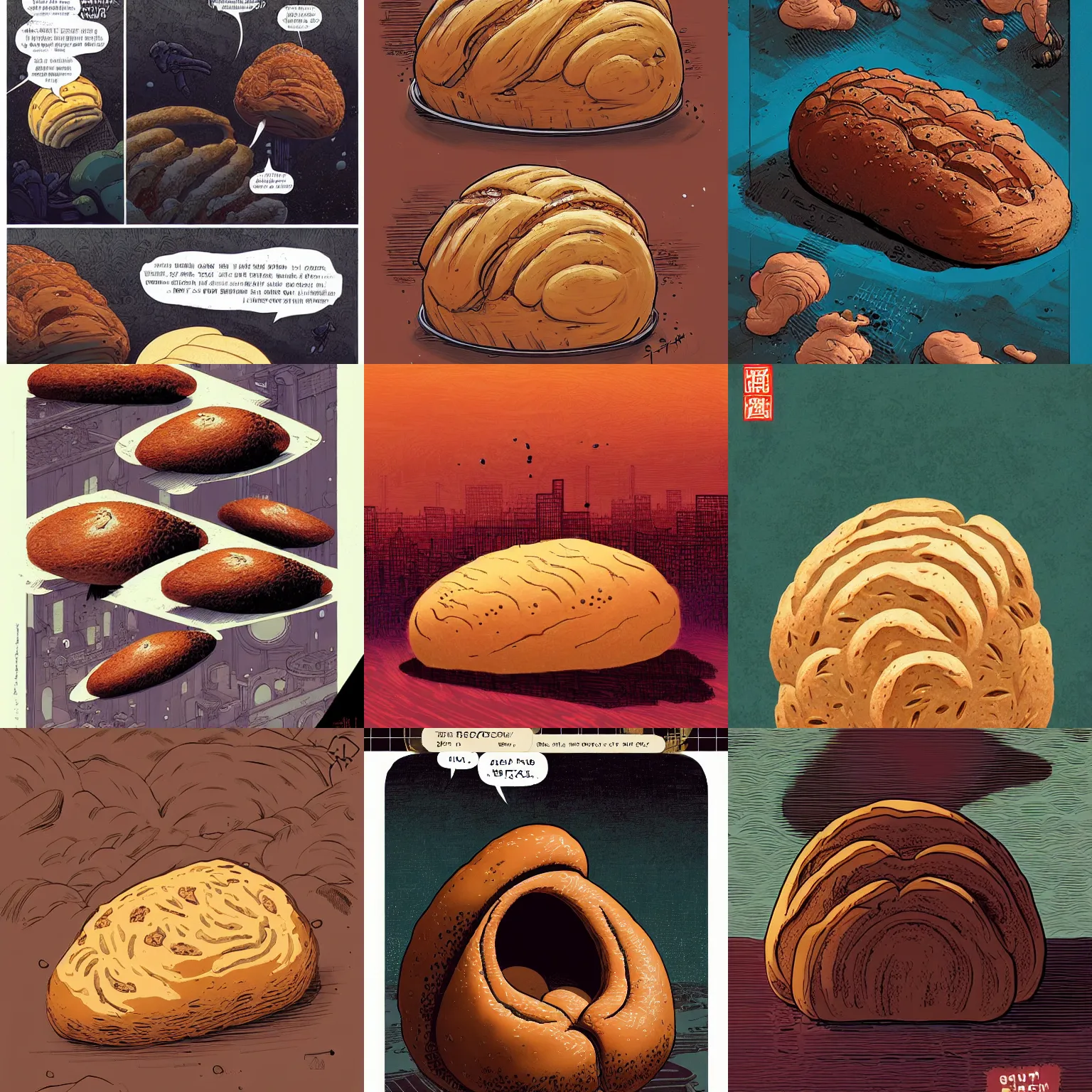 Prompt: bread that looks like a turd, by feng zhu, loish, laurie greasley, victo ngai, andreas rocha, john harris