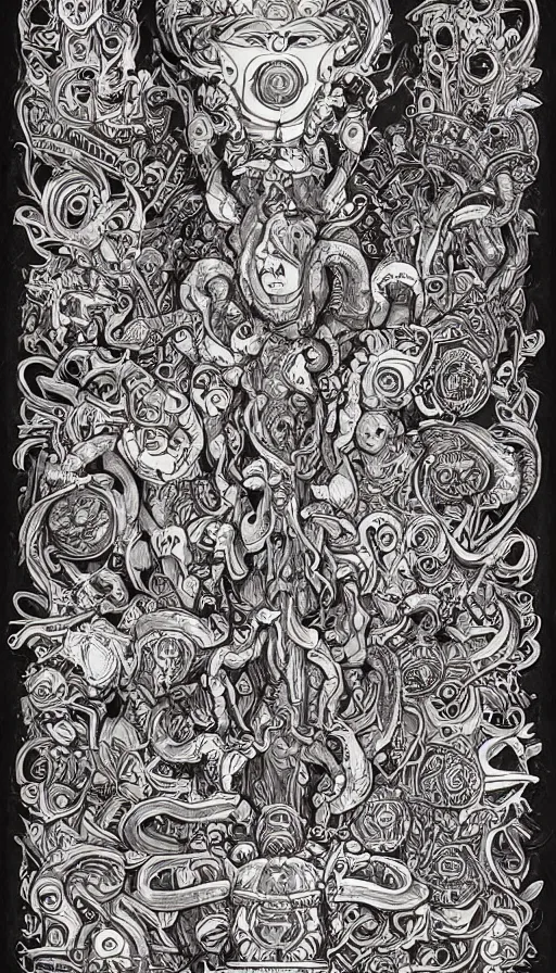 Prompt: ancient slavic tribal mushroom god character sheet ornate wooden kumir totem, intricate artwork by Darius Zawadzki, James jean, Noah Bradley, very coherent stylized artwork, cinematic, hyper realism, high detail, 8k, Vibrant colors, High contrast, higly detailed black ink outline