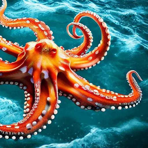 Image similar to A octopus in the ocean centered-photograph film still, dynamic action pose, National Geographic, insane detail, intricate, highly detailed, Zeiss Lens, DSLR photography, smooth, sharp focus, Unreal Engine 5, Octane Render, Redshift, 4k