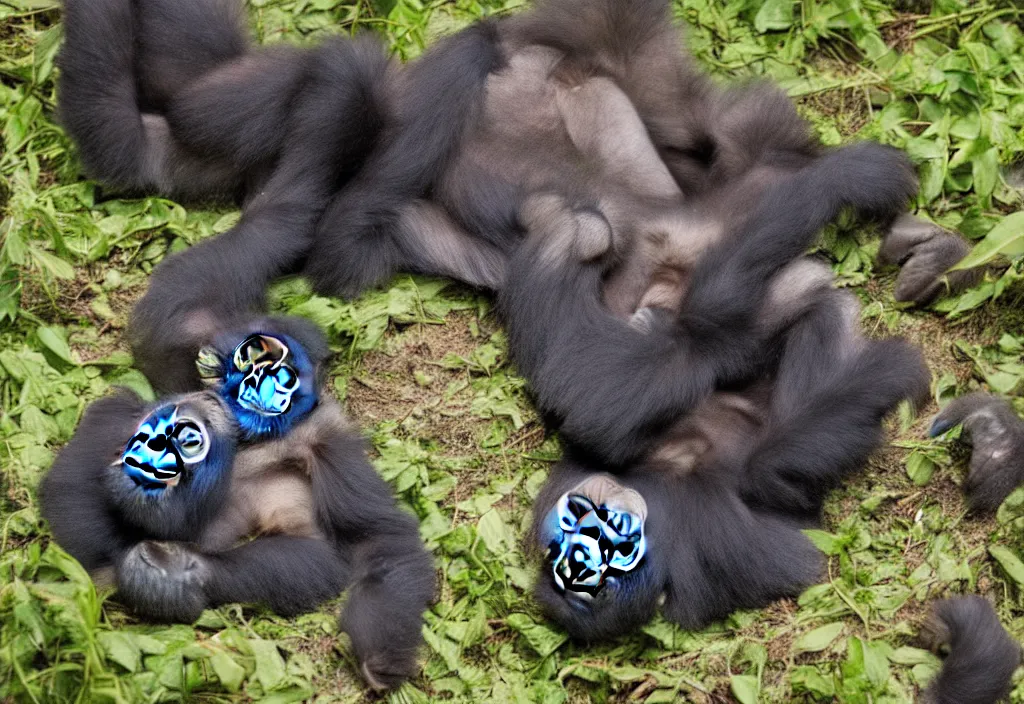 Prompt: “ a baby gorilla laying on the ground in the jungle, a jigsaw puzzle by alex petruk ape, trending on flickr, primitivism, national geographic photo, uhd image, creative commons attribution ”