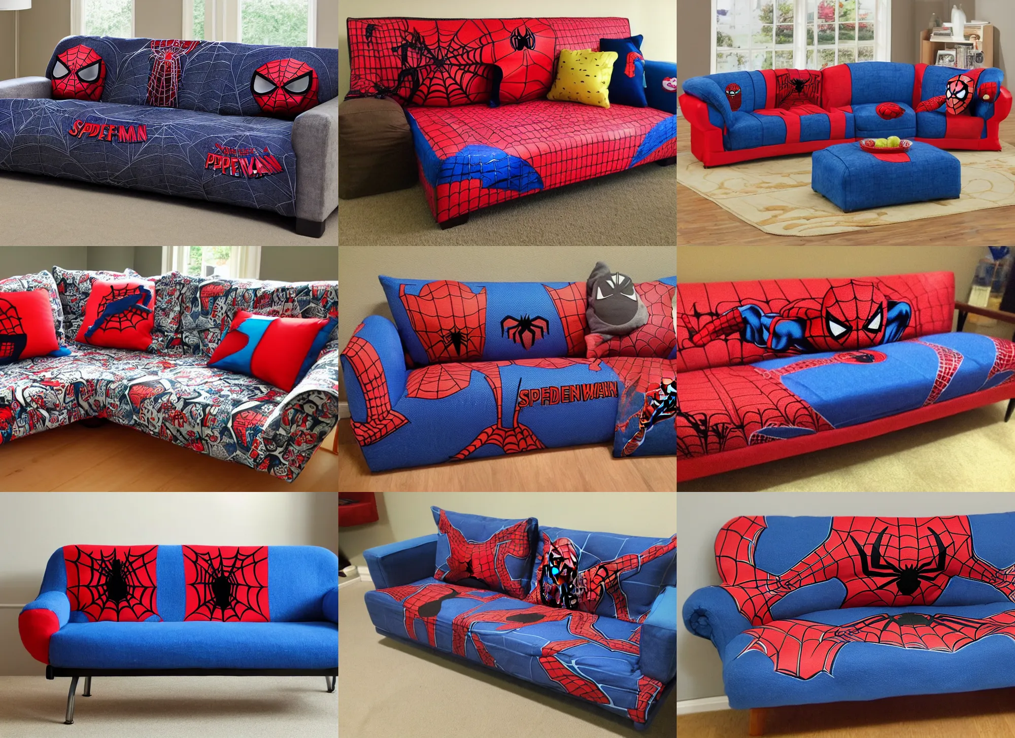 Prompt: spiderman themed couch