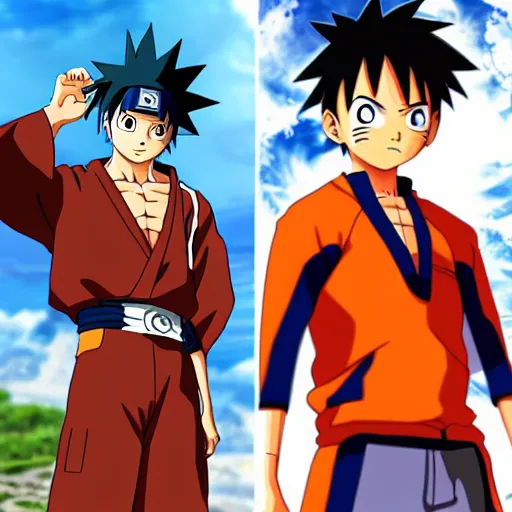 Image similar to an anime character that looks like naruto, goku, luffy