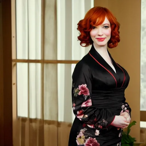 Prompt: christina hendricks with silky open qi pao,