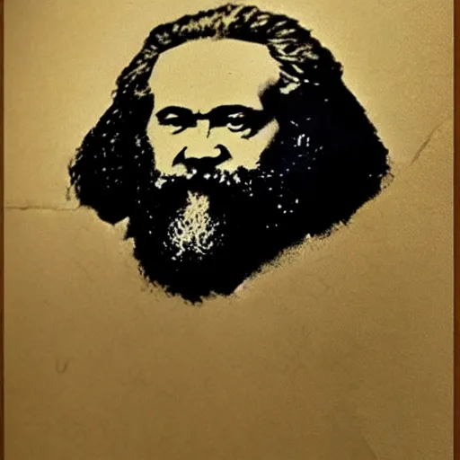 Image similar to beautiful cave painting portrait of karl marx