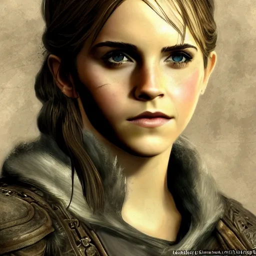 Image similar to A concept art of Emma Watson in The Elder Scrolls V: Skyrim (2009 video game)