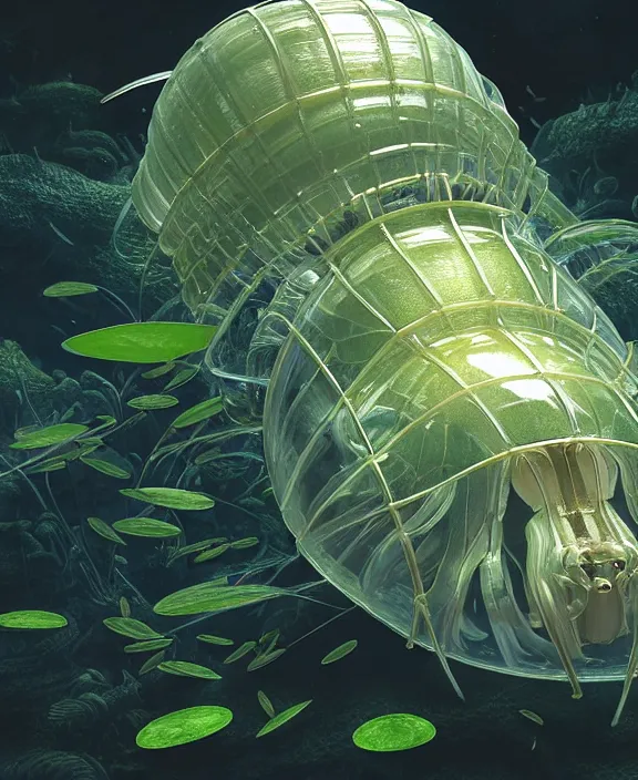 Image similar to simplicity, transparent clear see - through image of many many isopods, lush botany, aurora spaceship environment, ultra realistic, concept art, photorealistic, octane render, 8 k, unreal engine. art by gustave dore and nori inoguchi and sam kaplan and zachary goulko and christopher marley and artgerm and alphonse mucha