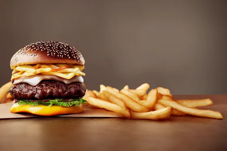 Image similar to mcdonalds hamburger burnt to a crisp, commercial photography