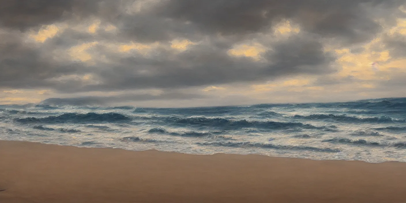 Image similar to a beach, cinematic lighting, detailed oil painting, hyperrealistic, 8k