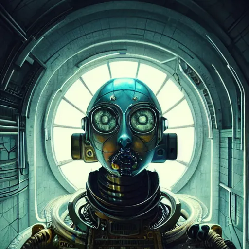 Image similar to low angle shot of a cyberpunk robot character in chernobyl, intricate, elegant, highly detailed, centered, digital painting, artstation, concept art, smooth, sharp focus, illustration, artgerm, Tomasz Alen Kopera, Peter Mohrbacher, donato giancola, Joseph Christian Leyendecker, WLOP, Boris Vallejo