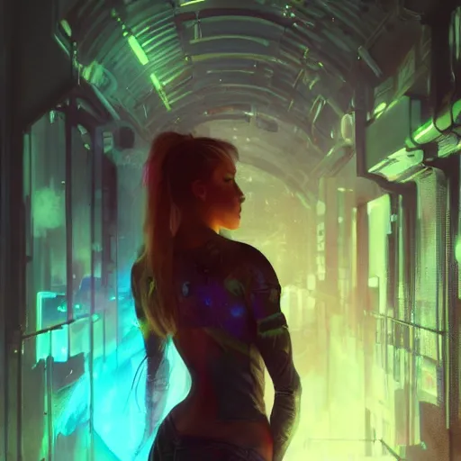 Image similar to instagram girl nora _ kyzy in neon future aether gear, hyperrealistic full figure, bladerunner street alley, art of elysium by frank frazetta and by jeremy mann and by alphonse mucha, fantasy art, photo realistic, dynamic lighting, artstation, full figure poster, volumetric lighting, very detailed face, 4 k, award winning