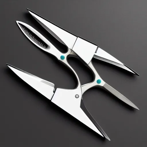 Image similar to “automated scissors by dieter rams, full product photo, keyshot render, white smooth industrial design, apple computer scissors”