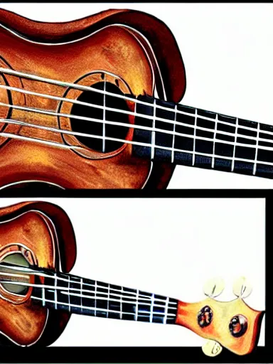 Image similar to highly detailed painting of an ukulele, digital painting, realistic