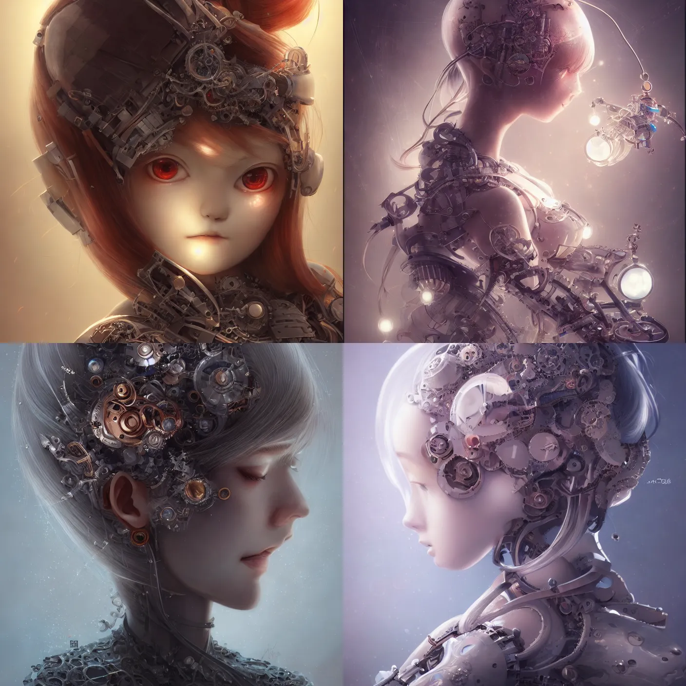 Prompt: detailed, sharp, A young mechanical girl whose heart is made of metal automata by Anna Dittmannand, by hayao miyazaki, digital art, surreal, trending on artstation, HD, 8K, highly detailed, good lighting. beautiful. epic.