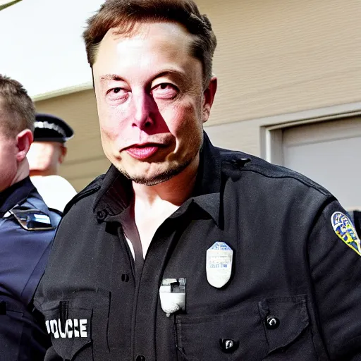 Prompt: Elon Musk handcuffed by police officer