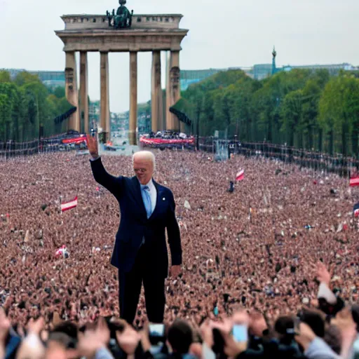 Prompt: joe biden doing a nazi salute, in front of brandenburger tor. huge nazi crowd in front of him. face of joe biden is clearly visible. canon eos r 3, f / 1. 4, iso 1 6 0 0, 1 / 8 0 s, 8 k, raw, grainy