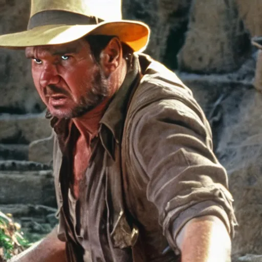 Image similar to indiana jones chased by a builder