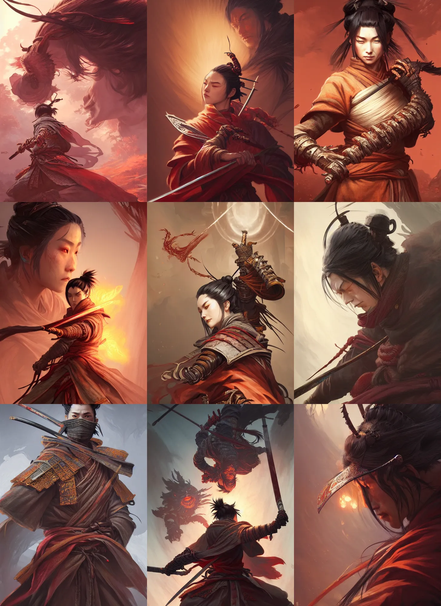 Prompt: sekiro, d & d, fantasy, intricate, elegant, highly detailed, digital painting, artstation, concept art, matte, sharp focus, illustration, hearthstone, art by artgerm and greg rutkowski and alphonse mucha