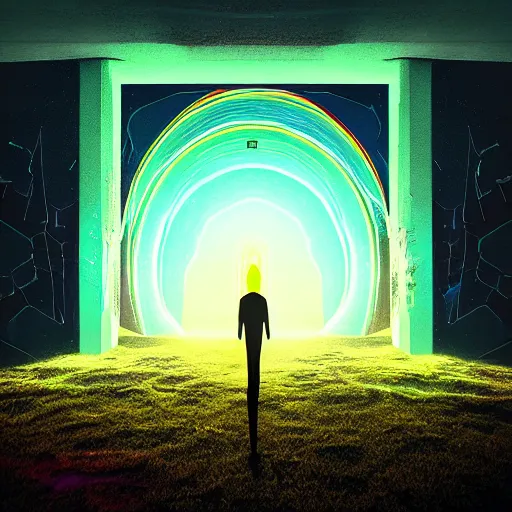 Image similar to portal to the netherworld in the style of Beeple