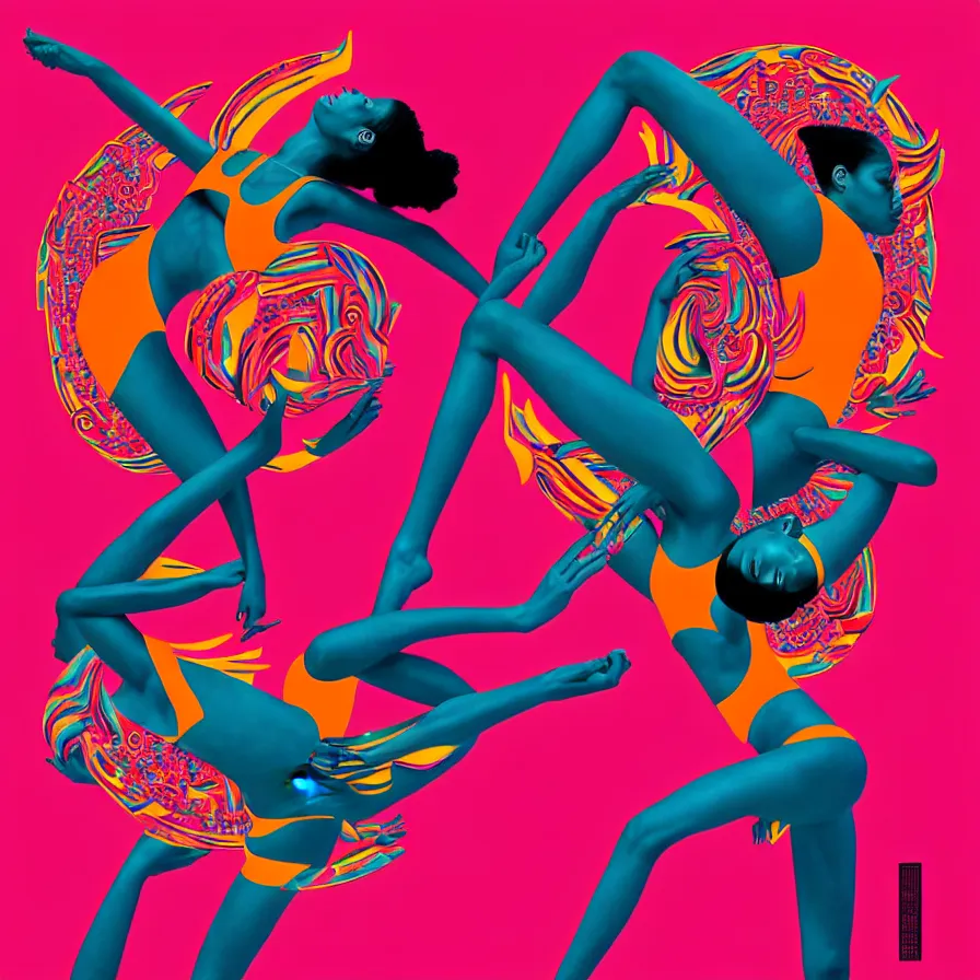 Image similar to album cover design depicting beautiful dancing women, by Jonathan Zawada, and tristan eaton, digital art