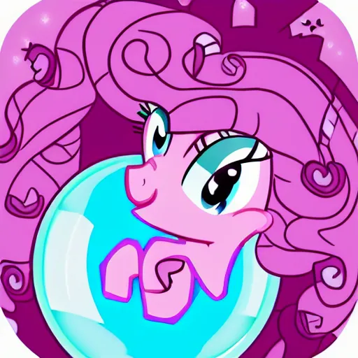 Image similar to Pinkie Pie 💓🐴 trapped inside a crystal ball 🔒🔮