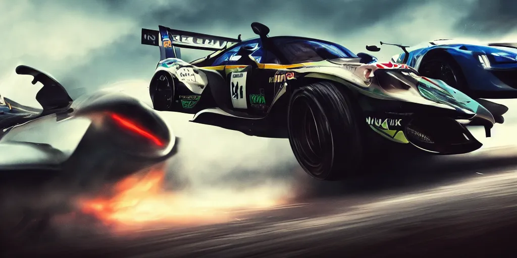 Image similar to a commercial art for a racing movie with lot of motion blur, cinematic, dramatic, artstation, epic