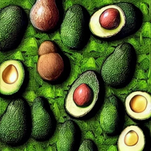 Prompt: famous faces made from avocados, realistic, detailed