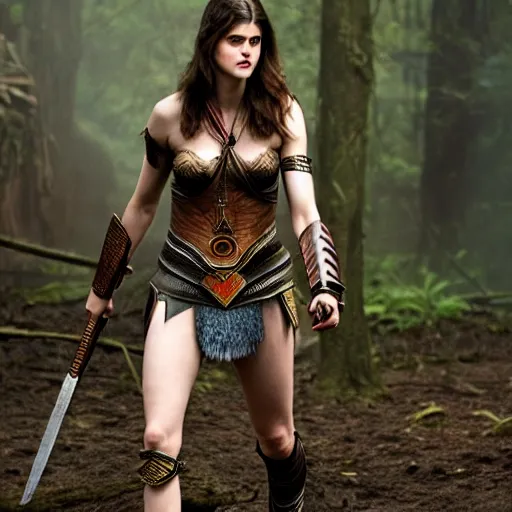 Image similar to full body photo of a alexandra daddario as a amazon warrior,