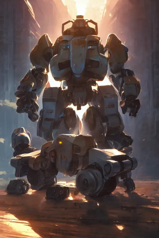 Image similar to mechwarrior 5 : mercenaries mech rockman cyborg robot boss tank engine octane render, 4 k, hd 2 0 2 2 3 d cgi rtx hdr style chrome reflexion glowing global fanart artstation by jesper ejsing, by rhads, makoto shinkai borderlands and by feng zhu rossdraws digital cinematic pixar and disney unreal