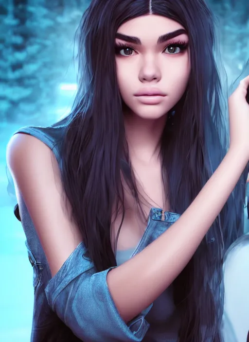 Image similar to Madison Beer as a video game character, digital art, unreal engine, unreal engine render, blender render, render, 4k, coherent