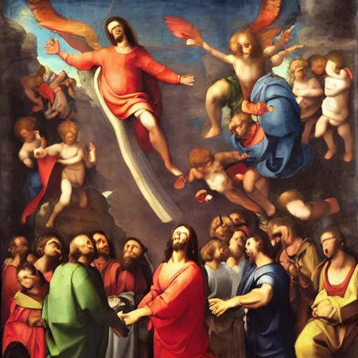 Prompt: ascension of Jesus by Raphael.