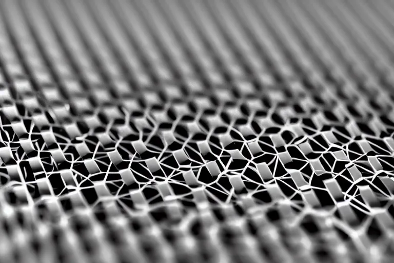 Prompt: extreme closeup macro photography of a network graph fork, 4 dimensional network, raytraced 3 dimensional nodal graphs, hard fork, perspective, depth, bokeh, graphene, layered lattice