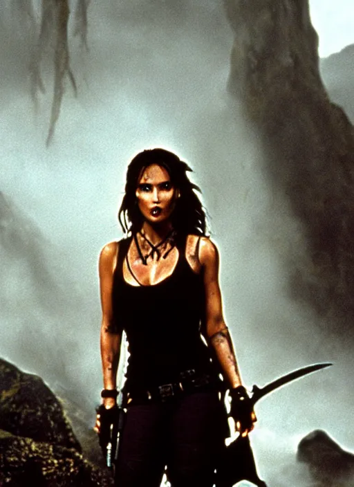 Image similar to candid photo of lara croft as a gothic vampire in the movie the lost boys