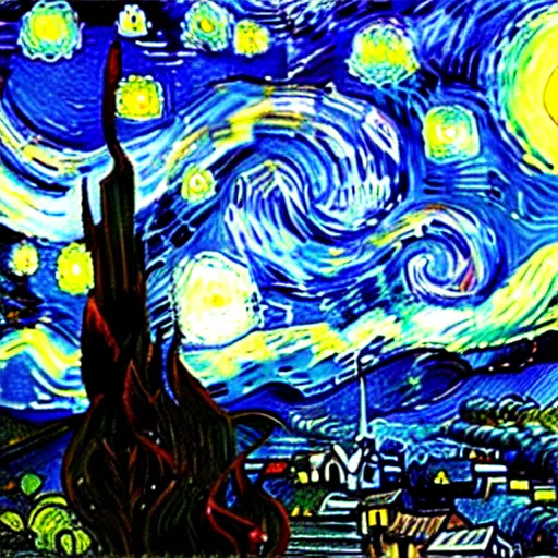 Prompt: starry night by vincent van gogh