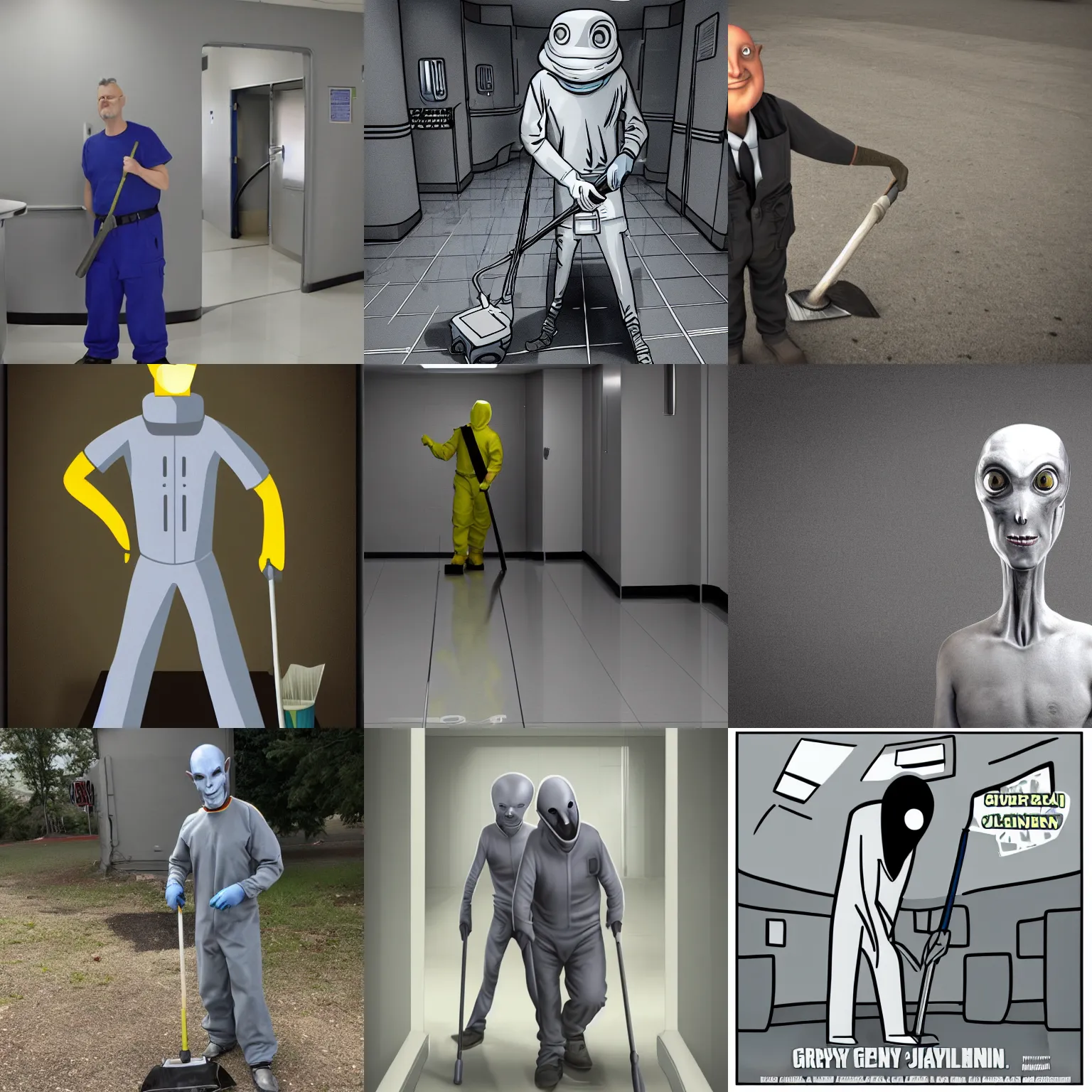 Image similar to grey alien janitor