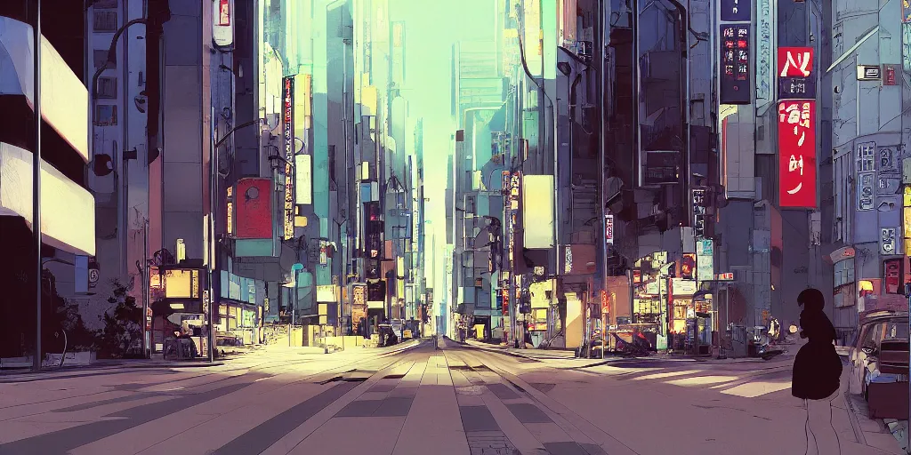 Prompt: empty streets of tokyo, cables, digital painting, masterpiece, by ilya kuvshinov, by frank frazetta, by mbius, by reiq, by hayao miyazaki