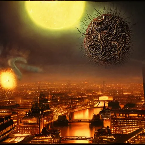 Image similar to Azathoth attacking London at night