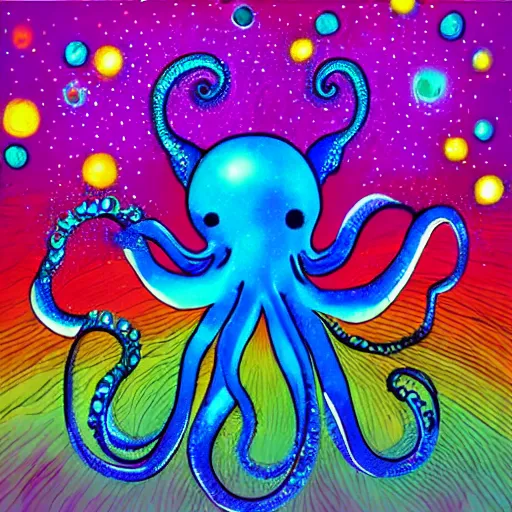 Image similar to rainbow cosmic octopus