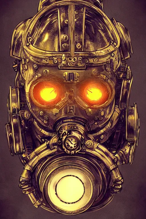 Image similar to steampunk helmet fantasy art mask robot ninja stylized digital illustration sharp focus, elegant intricate digital painting artstation concept art global illumination ray tracing advanced technology chaykin howard and campionpascale and cooke darwyn and davis jack