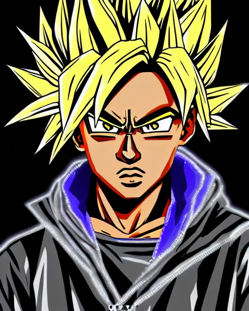 Image similar to juice wrld rockstar rapper in the style of a black african dragon ball z digital painting anime art