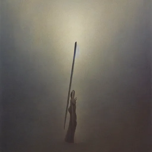 Image similar to swordsman by Zdzisław Beksiński, oil on canvas