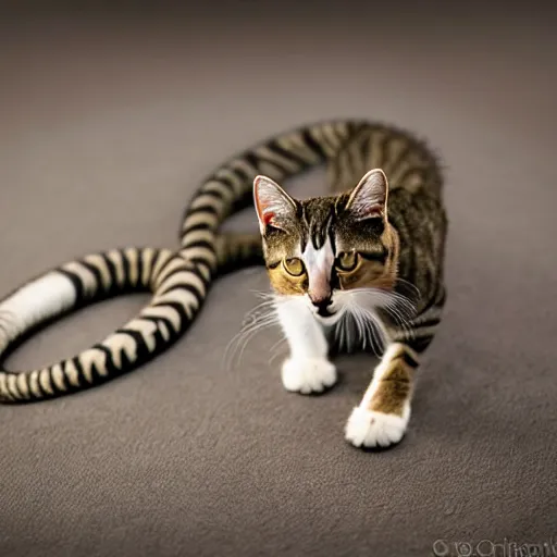 Prompt: a feline snake - cat - hybrid, reptile animal photography