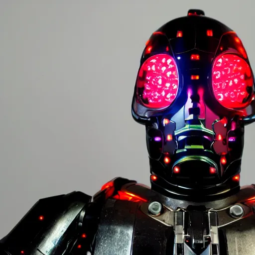 Image similar to photo of a cybernetic samurai with leds and laser weapons