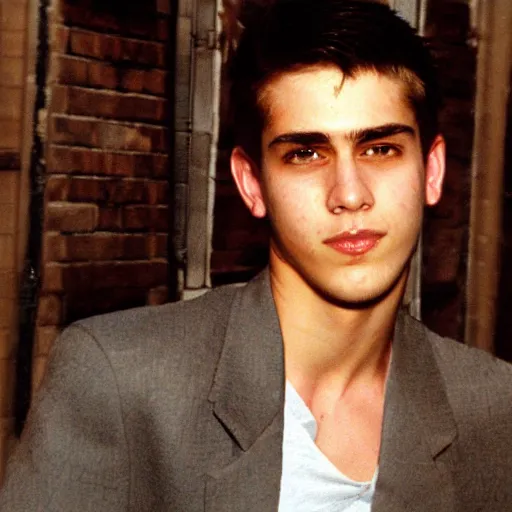 Prompt: a very handsome rebellious hot young guy, 1 9 9 8 photo